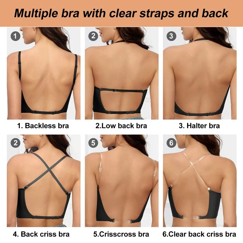 Invisible Deep U Plunge Bra – Backless Strapless (4 Styles)