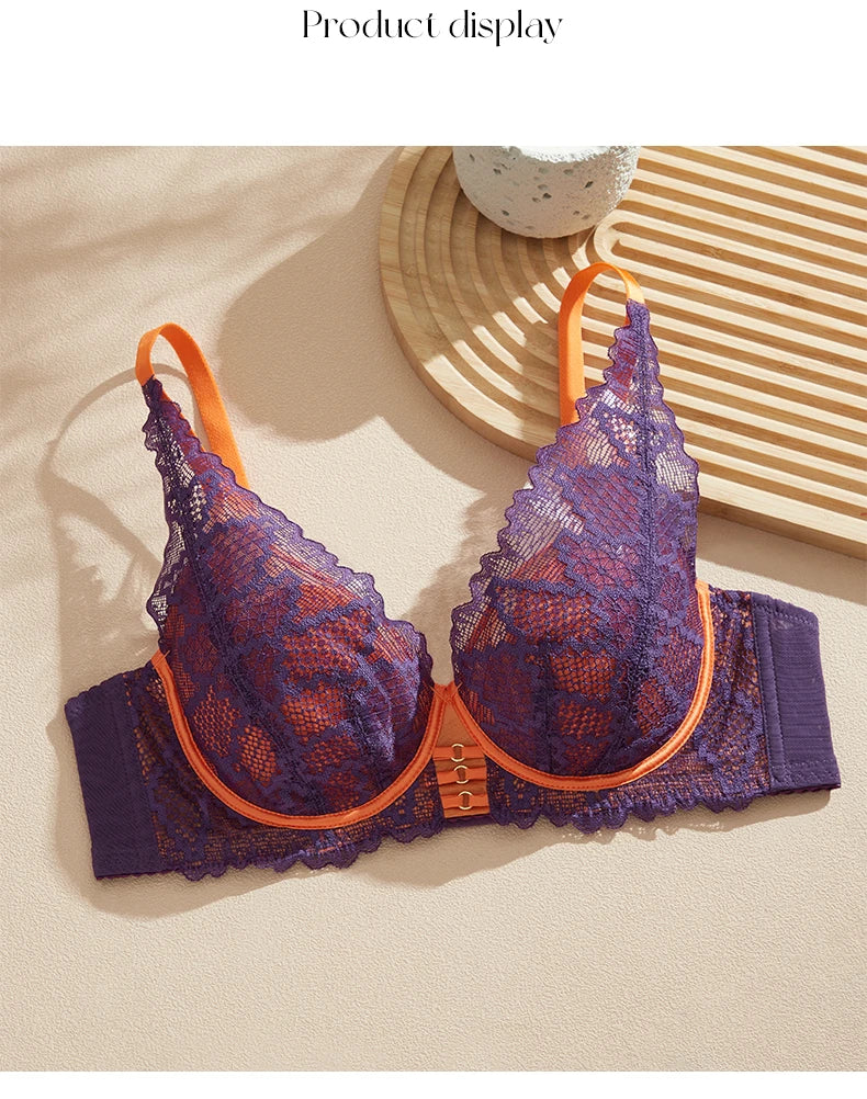Sexy Lace Plunge Bra – Unlined Underwire 3/4 Cup