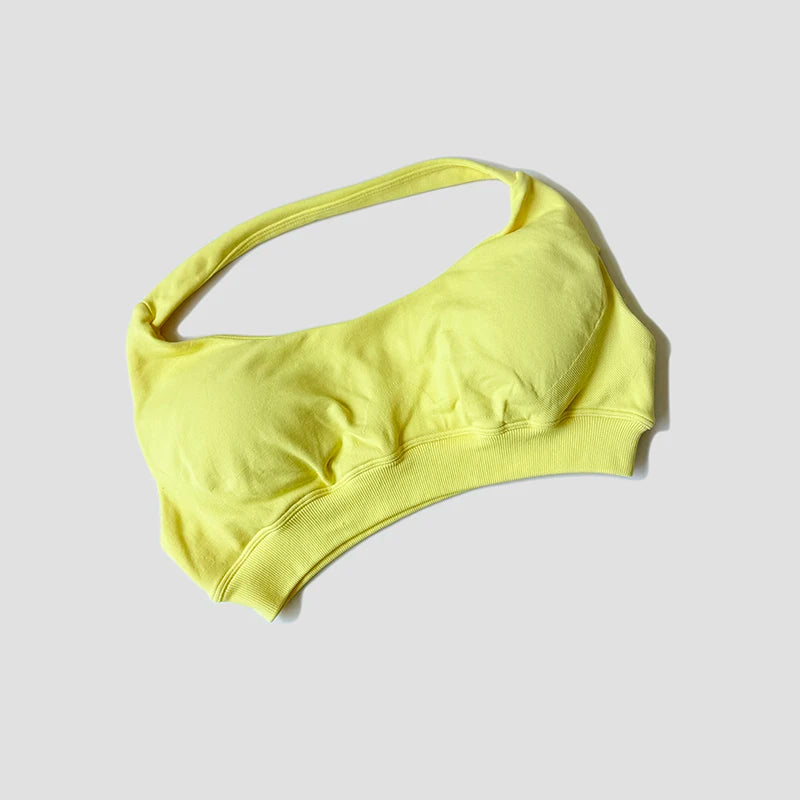 Seamless Halter Neck Strap Bra Sports Bra for Women Sexy Back Padded Yoga Top Bra Gym Crop Top