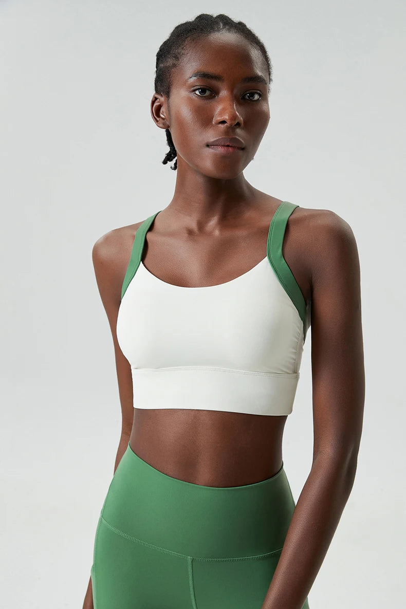 Women Fitness Yoga Bra Stretchy Soft Sexy Back Gym Crop Top Fashion Patchwork Running Top Breathable Quick Dry Sports Underwear