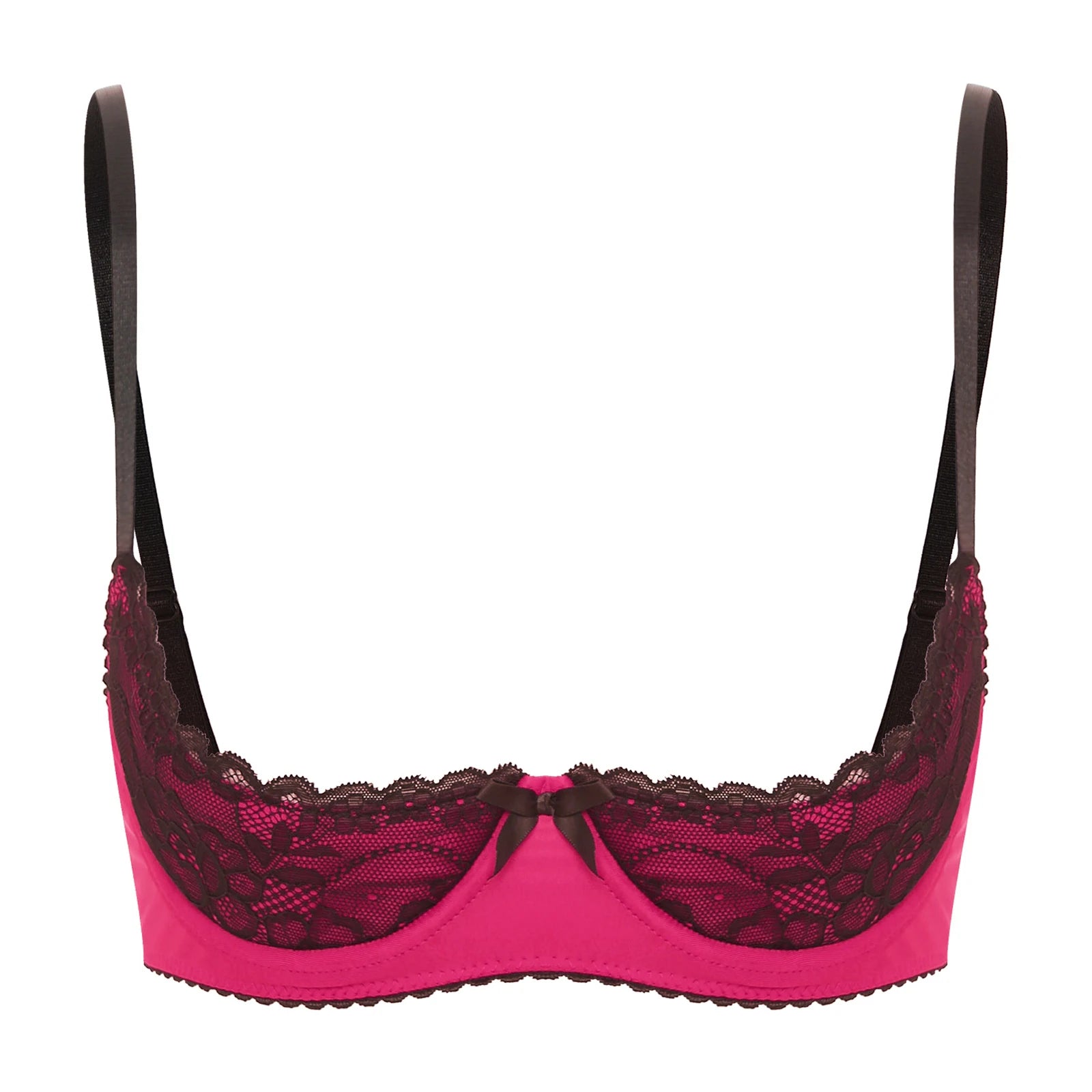 Women Sexy Open Cups Bra Tops Exposed Nipples Balconette Lingerie Contrast Lace Push Up Underwire Brassiere Underwear Nightwear