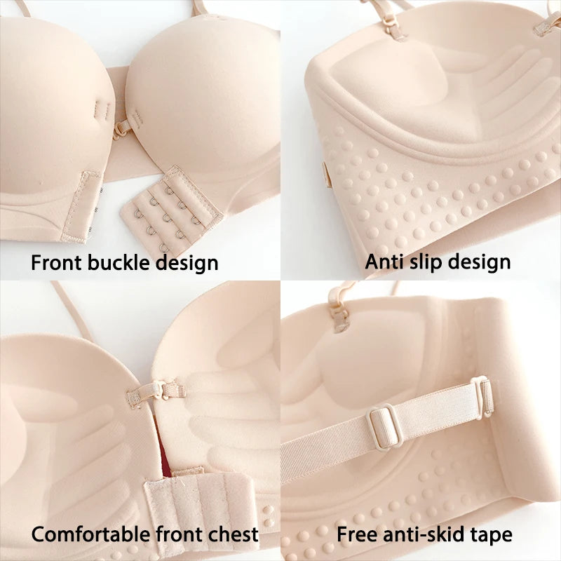 Seamless Front Closure Push-Up Bra – Wire-Free Plunge