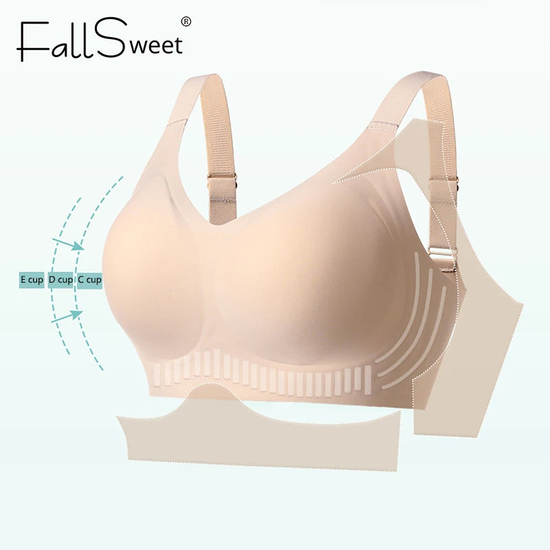 FallSweet Plus Size Push-Up Bra – Seamless Wireless Full Cup