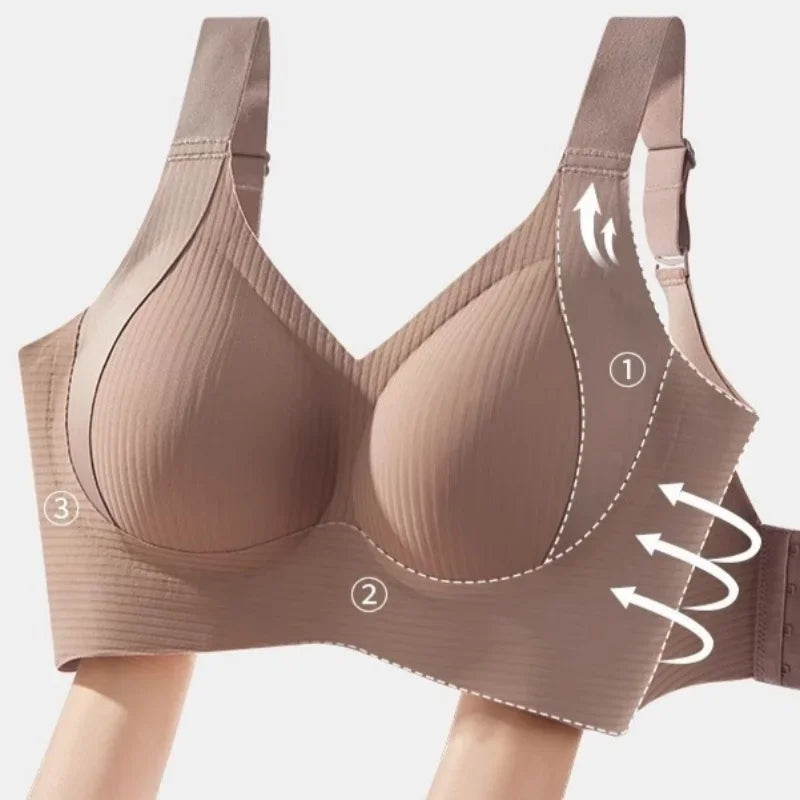 Push-Up Bras For Women Non-wire Padded Bra Seamless Underwear Plus Size V-neck Bra Top Sexy Lingerie Wide Straps Intimates M-4XL