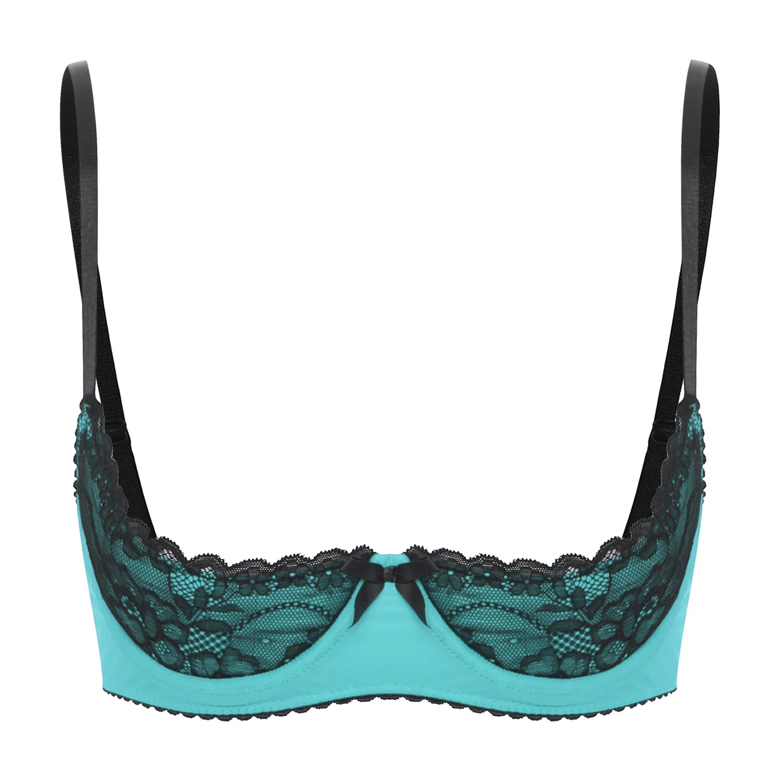 Women Sexy Open Cups Bra Tops Exposed Nipples Balconette Lingerie Contrast Lace Push Up Underwire Brassiere Underwear Nightwear
