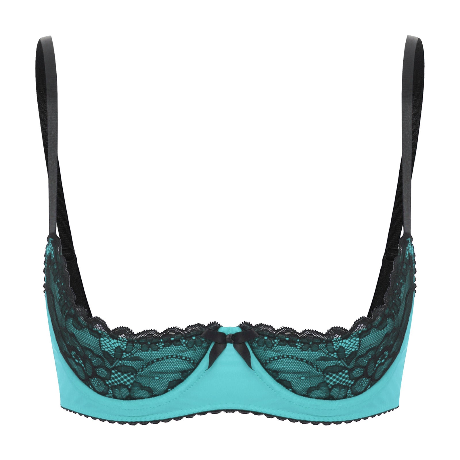 Women Sexy Open Cups Bra Tops Exposed Nipples Balconette Lingerie Contrast Lace Push Up Underwire Brassiere Underwear Nightwear