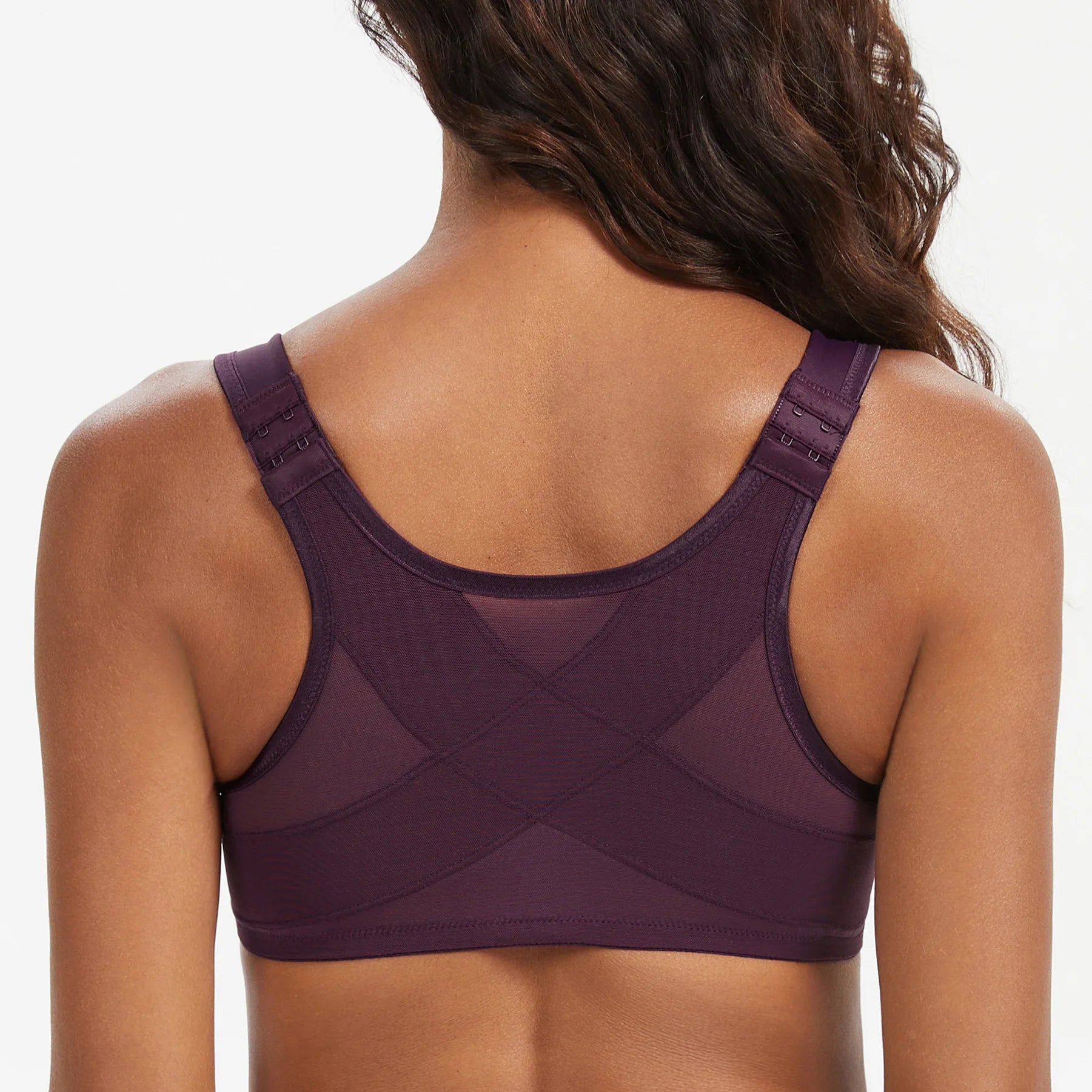 MELENECA Women's Plus Size Front Closure Bras Unlined Underwire Back Support Posture Bra