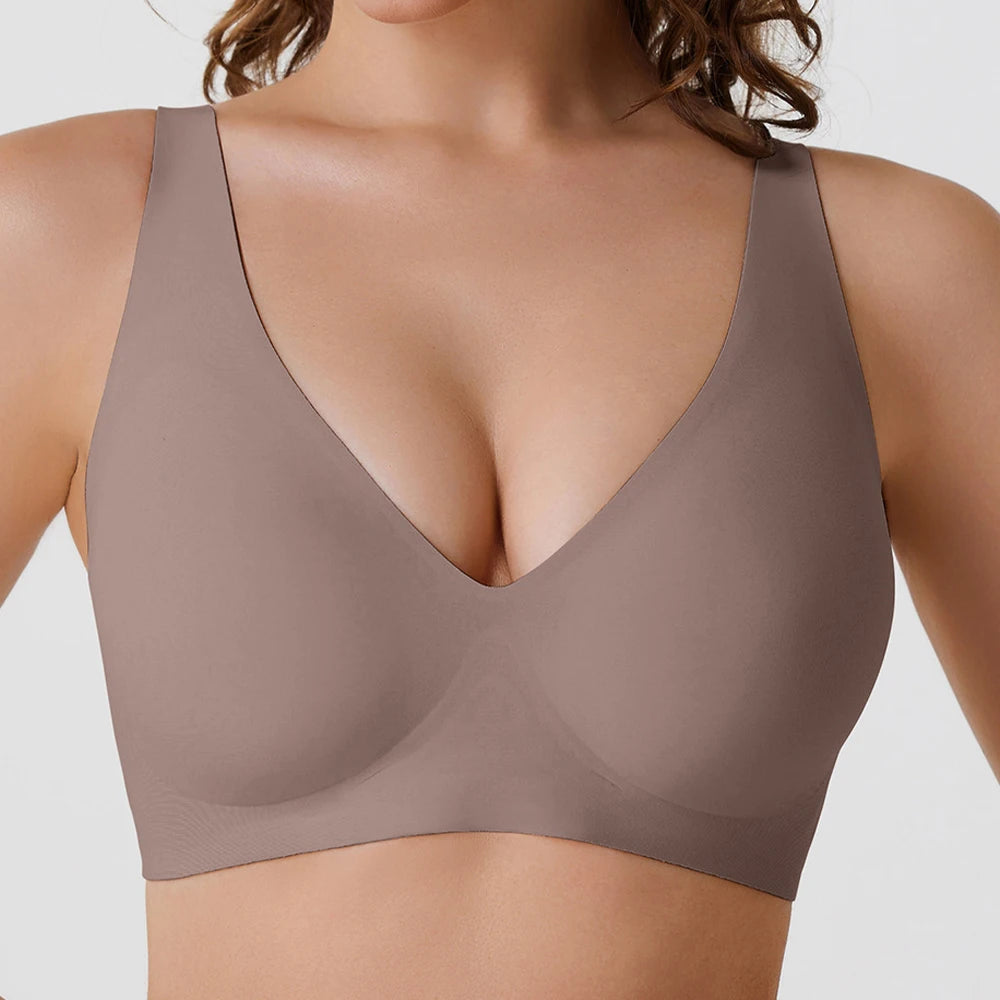 Plus Size Jelly Bra – 3D Support Wireless Push-Up Full Coverage V-Neck S–4XL