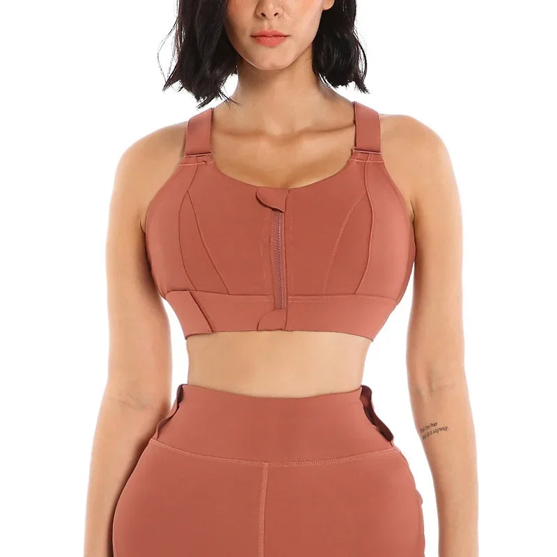 Front Zipper Women Sports Bra High Impact Underwear Fitness Yoga Tank Tops Plus Size Vest Shockproof Running Sportswear 5XL