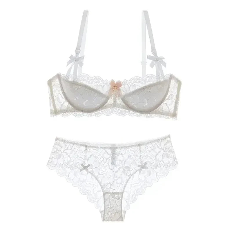 MOYISU French Romantic Lace Bra & Underwear Set – Push-Up 3/4 Cup