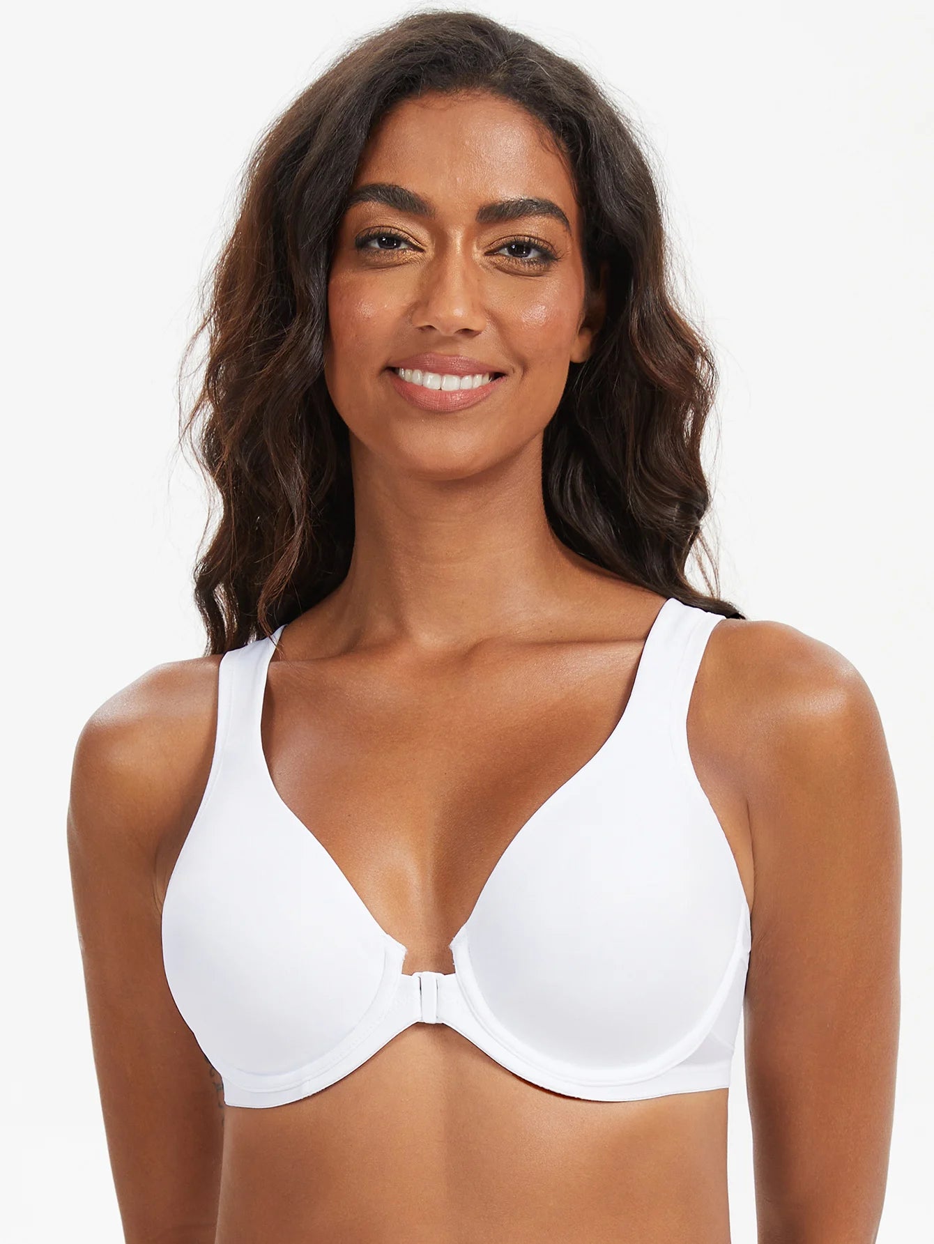 MELENECA Women's Plus Size Front Closure Bras Unlined Underwire Back Support Posture Bra