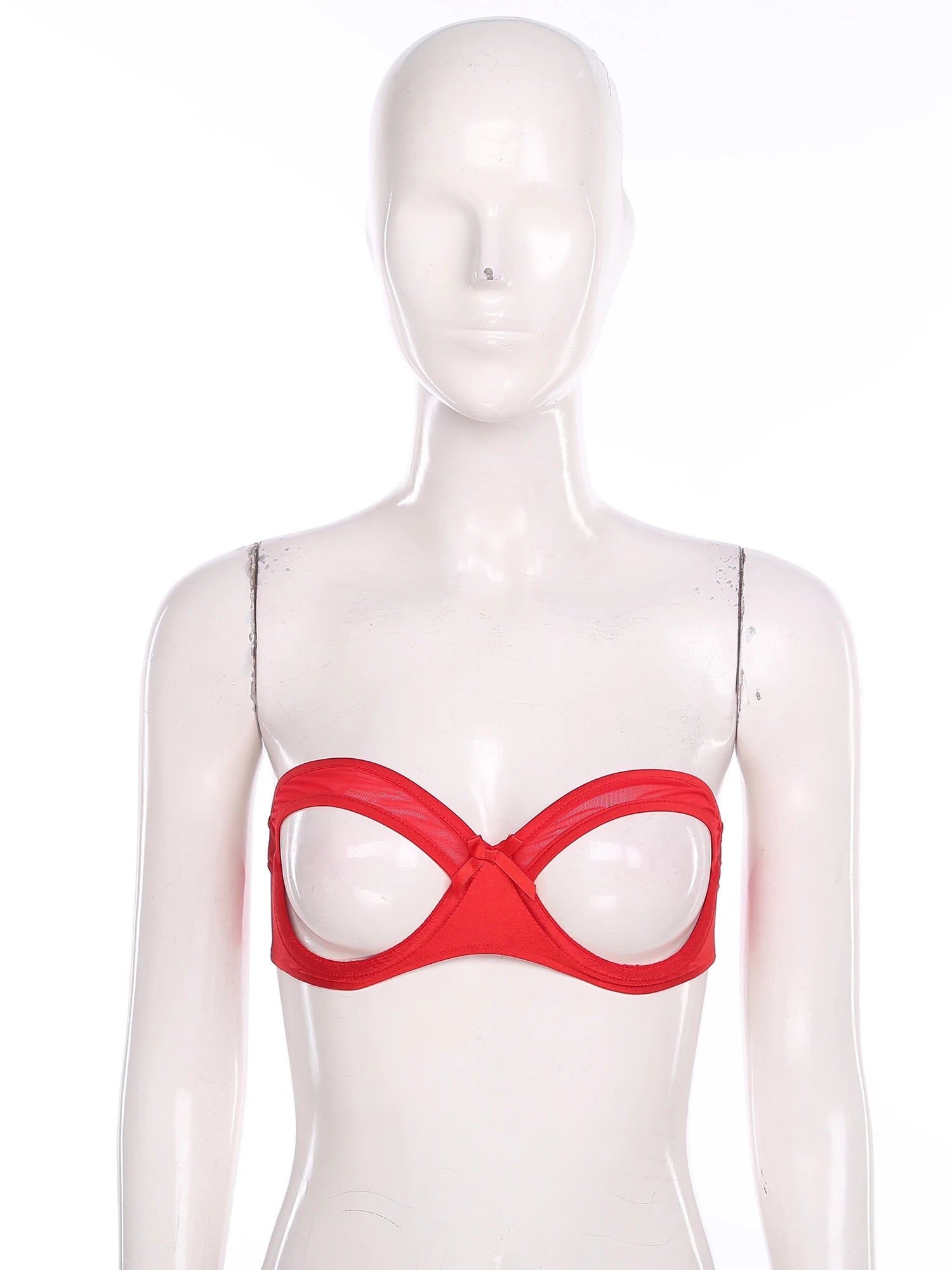 Womens See Through Strapless Cupless Bra Push Up Open Nipple Underwired Bra Lingerie Tube Top Hollow Out Push Up Balconette Bras