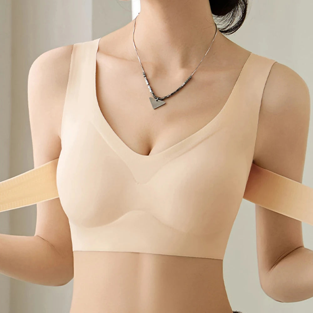 Wireless Posture Correction Bra For Women Seamless Push Up Bralette Back Support Daily Bra Full Coverage T-shirt Brassiere