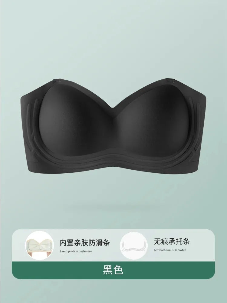 Wireless Anti-Slip Transparent Strap Bra for Women Underwear Wedding Dress Special Use Prevent Exposure Wrap Chest Summer