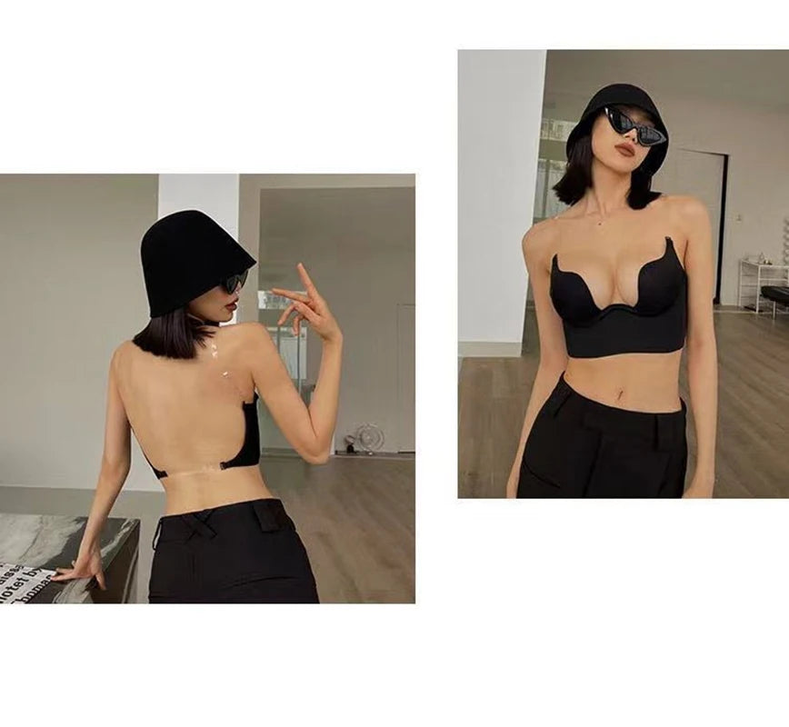 Invisible Deep U Plunge Bra – Backless Strapless (4 Styles)