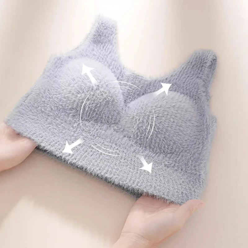 Plush Fleece Thermal Camisole – Built-In Bra Pad Warm Wool Tank Top