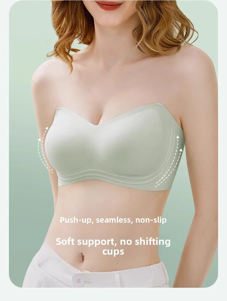 Wireless Anti-Slip Transparent Strap Bra for Women Underwear Wedding Dress Special Use Prevent Exposure Wrap Chest Summer