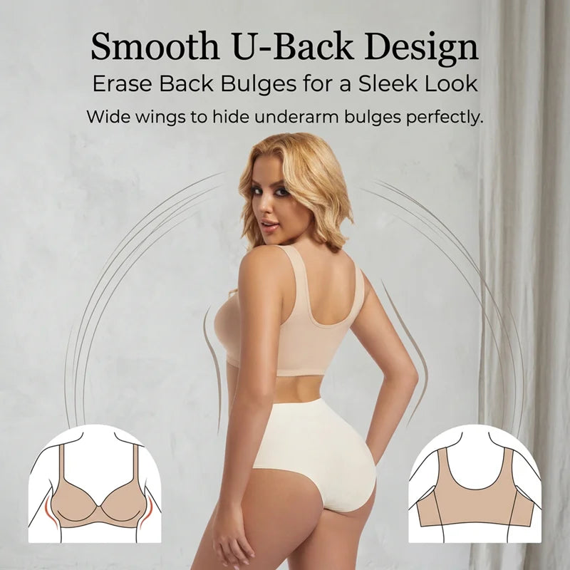 Sports Bra for Women Minimizer Support Front Closure Posture Corrector Shaper Push Up Yoga Fitness Running Padded Bralette