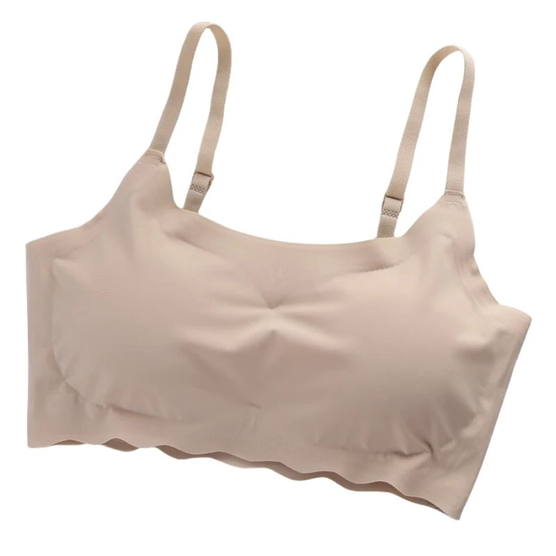 Ice Silk Wave Hem Seamless Bra – Wire-Free Invisible T-Shirt Bralette S–XXL