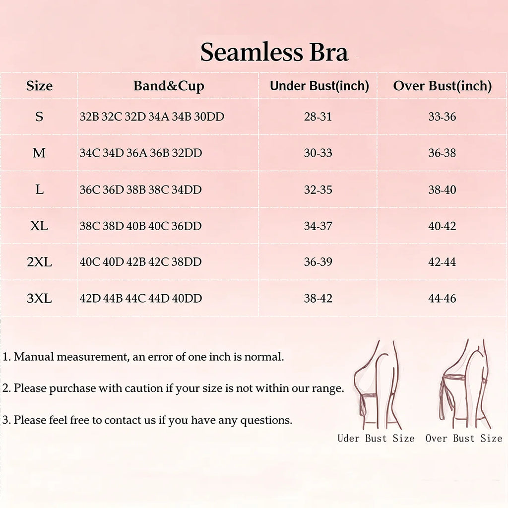 Women's Wire-free Seamless Bra Soft Support Full Cup Thin Padded Bra Breathable and Comfortable Everyday Push Up Bra
