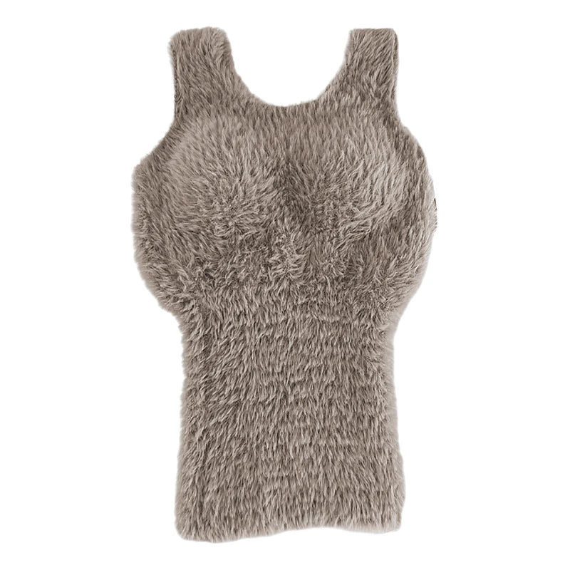 Plush Fleece Thermal Camisole – Built-In Bra Pad Warm Wool Tank Top