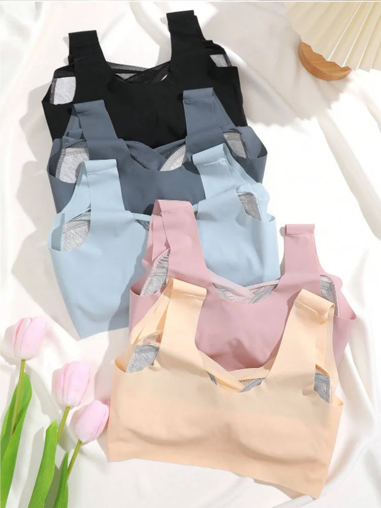 2-Pack Plus Size Lace Sports Bra – Seamless Wireless Gather Bralette