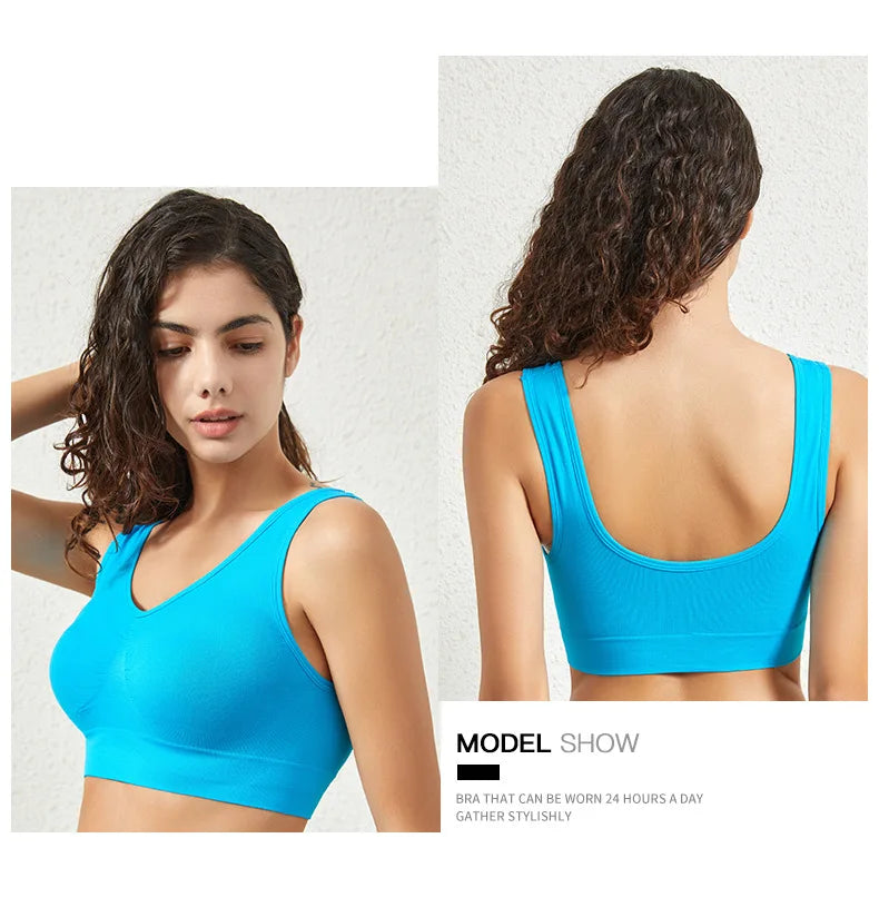 1pcs Women Sports Bra Large Size No Steel Ring Seamless Underwear Removable Chest Pad Runing Sport Yoga Vest Bras