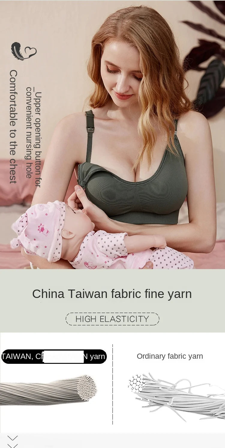 Summer Maternity Women Wire-free Nursing Bra For Premama Front Clip Adjustable Lift & Support Everyday Pregnancy Seamless Bras