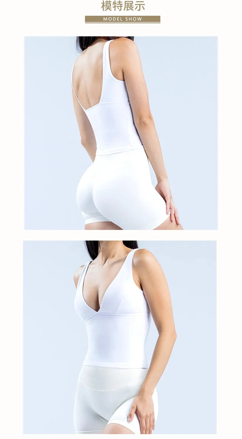 df Backless Bra Vest AmazonTKPopular Yoga Sports Women's Long Belly Contracting Fitness Jogging Vest