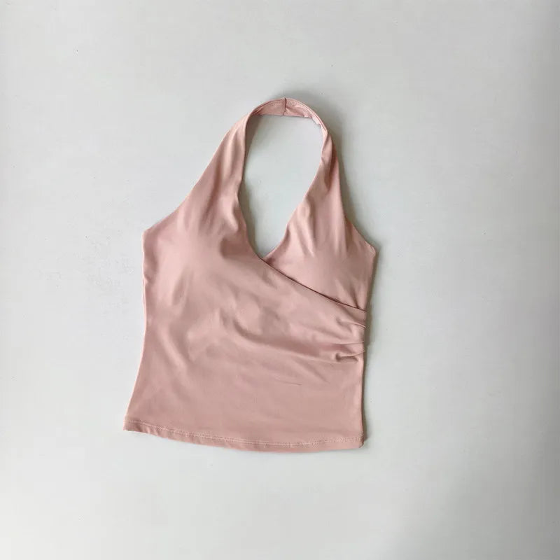 V-Neck Cross Halter Yoga Vest – Padded Sports Bra Beautiful Back