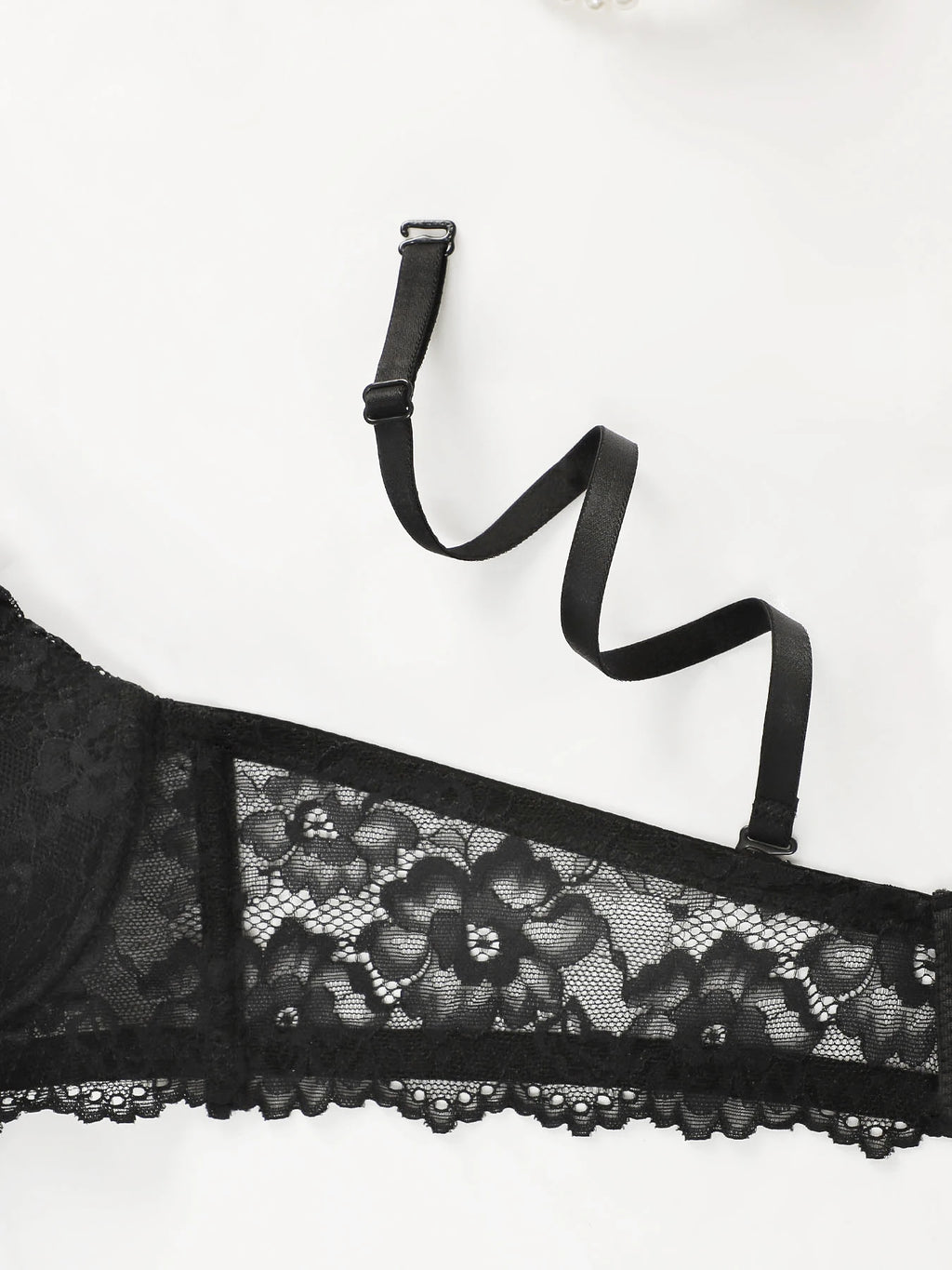 Sexy Black Lace Underwire Bra for Women Push Up Padded Demi Cup Comfortable Full Coverage Lingerie T-Shirt Bras  Daily Wear