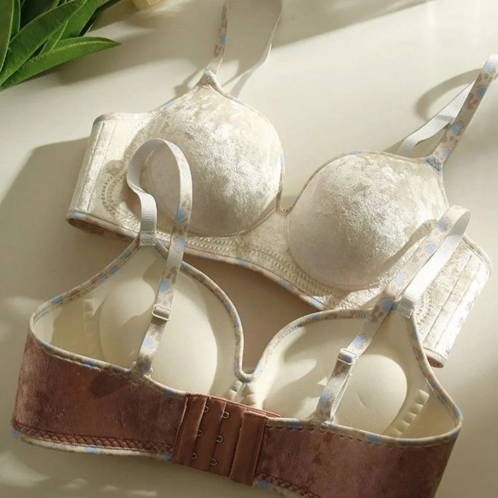 Velvet Thickened Push-Up Bra – Wire-Free Seamless Lift Small Bust Autumn Winter