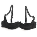 Black bra with beaded straps on a white background