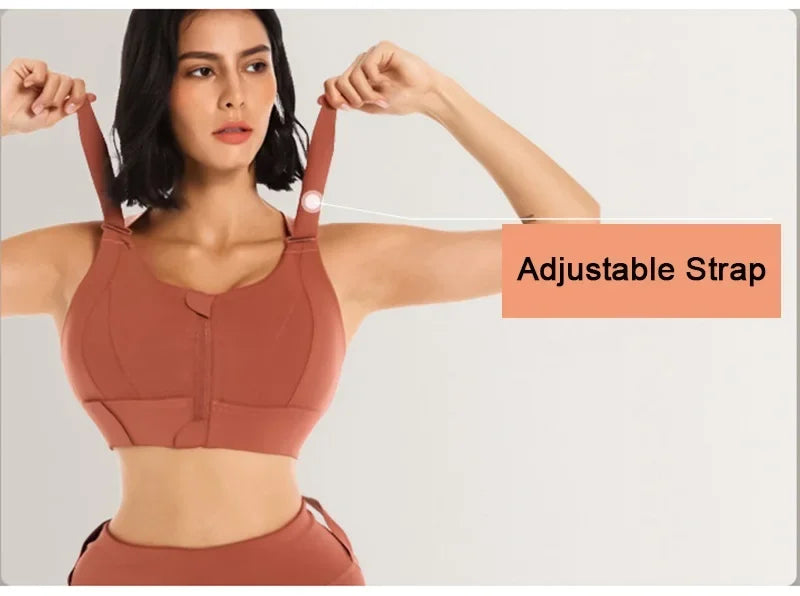 Front Zipper Women Sports Bra High Impact Underwear Fitness Yoga Tank Tops Plus Size Vest Shockproof Running Sportswear 5XL