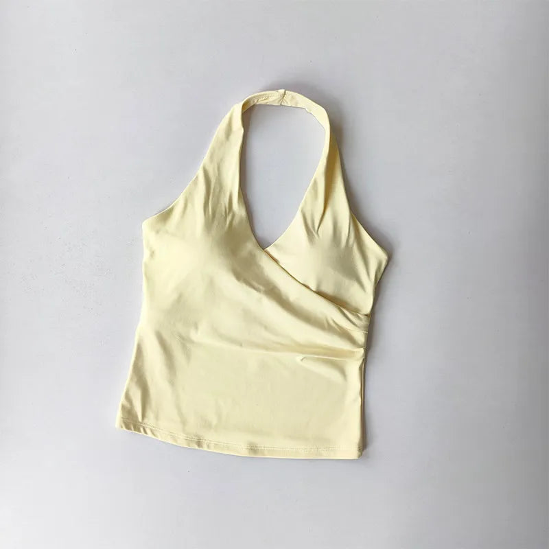 V-Neck Cross Halter Yoga Vest – Padded Sports Bra Beautiful Back