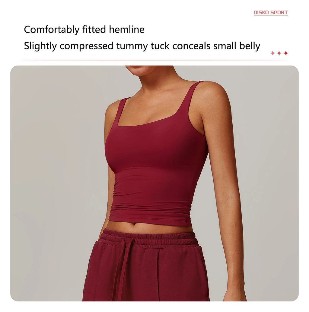 Hearuisavy Summer Women's Sports Bra Square Neck Tight Yoga Tank Top Gym Running Breathable Casual Vest Comfort Fit Workout Top