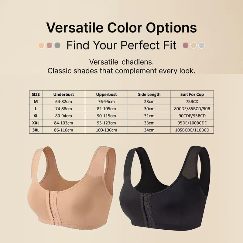 Sports Bra for Women Minimizer Support Front Closure Posture Corrector Shaper Push Up Yoga Fitness Running Padded Bralette