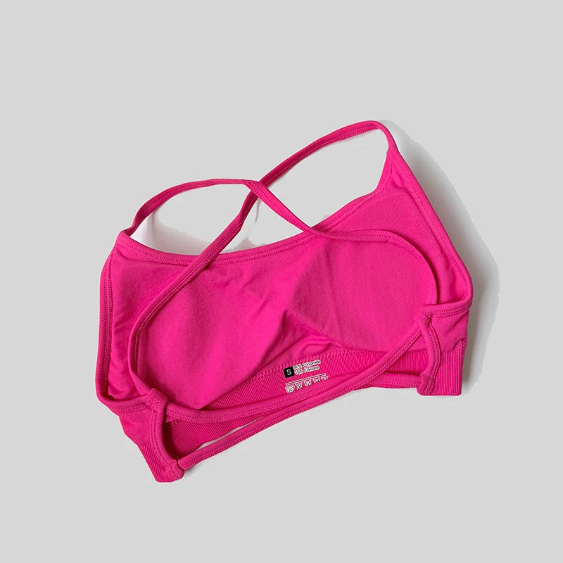 WAREBALL Backless Sports Bra Women Seamless Yoga Top Bra Padded Gym Crop Top Stretchy Breathable Fitness Sports Top