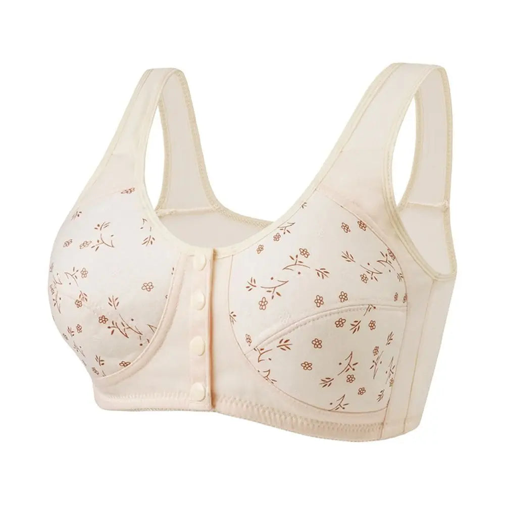 Comfortable Daisy Bras for Older Women Breathable Convenient Front Close Button Cotton Bras No Underwire Plus Size