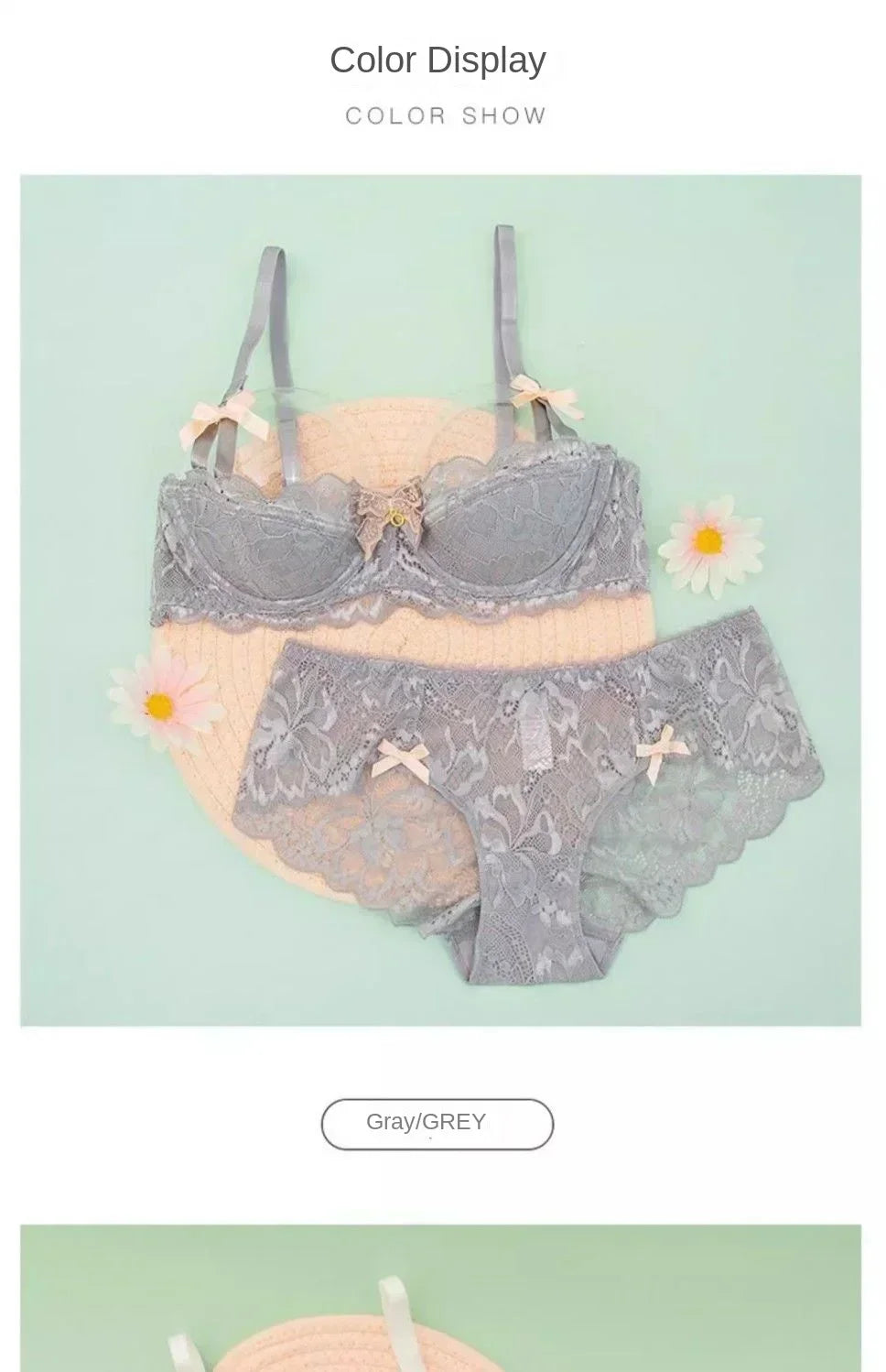 MOYISU French Romantic Lace Bra & Underwear Set – Push-Up 3/4 Cup