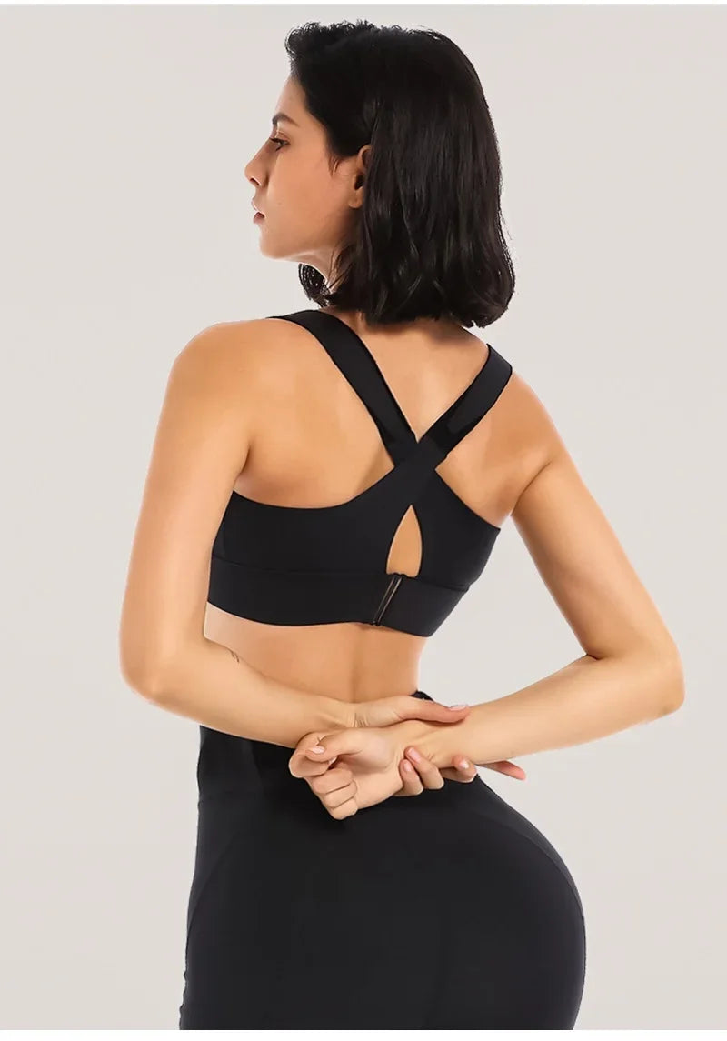Front Zipper Women Sports Bra High Impact Underwear Fitness Yoga Tank Tops Plus Size Vest Shockproof Running Sportswear 5XL