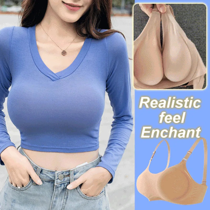 Women's Oversized Silicone Fake Breasts Sexy Bra Underwear Prosthesis Lingerie Bralette Cosplay Padded Everyday Bra Crop Top