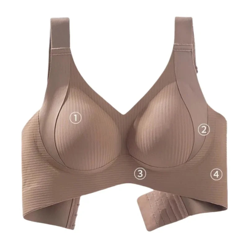 Push-Up Bras For Women Non-wire Padded Bra Seamless Underwear Plus Size V-neck Bra Top Sexy Lingerie Wide Straps Intimates M-4XL