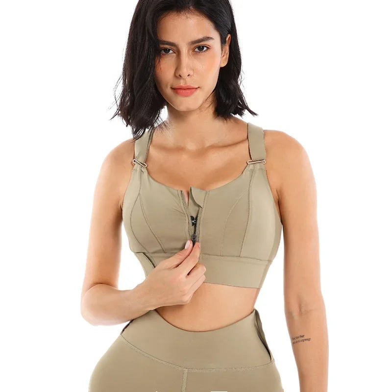 Front Zipper Women Sports Bra High Impact Underwear Fitness Yoga Tank Tops Plus Size Vest Shockproof Running Sportswear 5XL